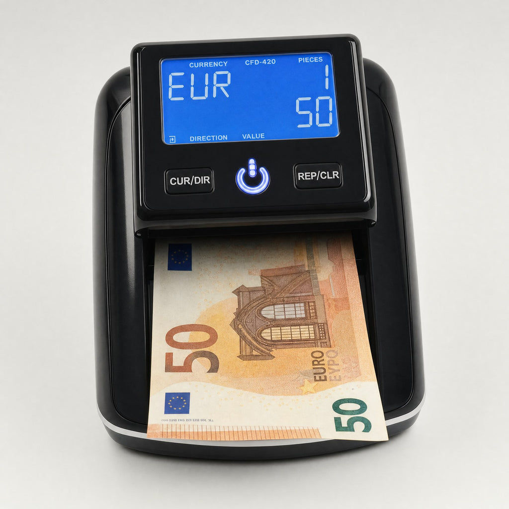 Falschgeldprüfer mit blauem LCD, 50-Euro-Schein eingeführt