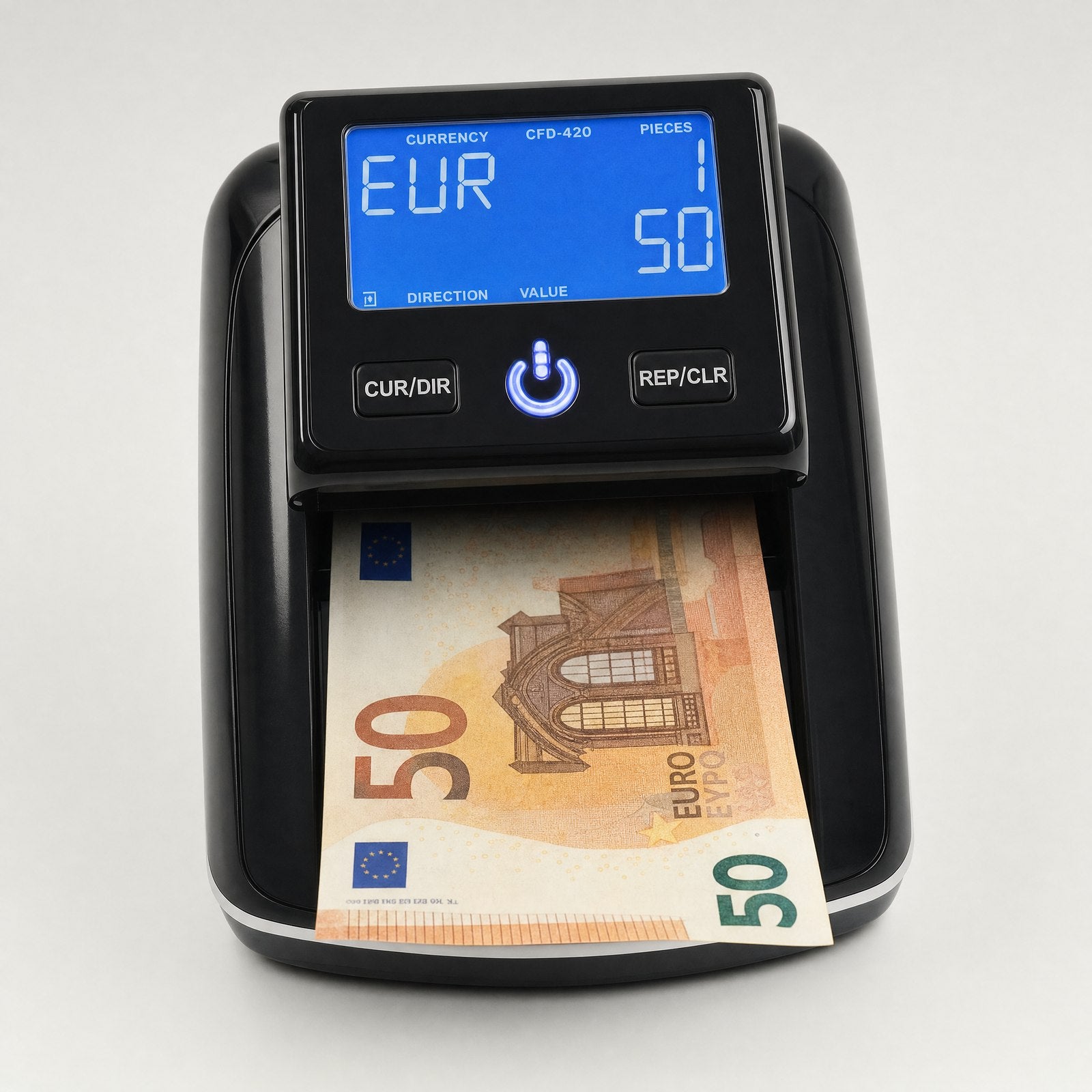 Falschgeldprüfer mit blauem LCD, 50-Euro-Schein eingeführt