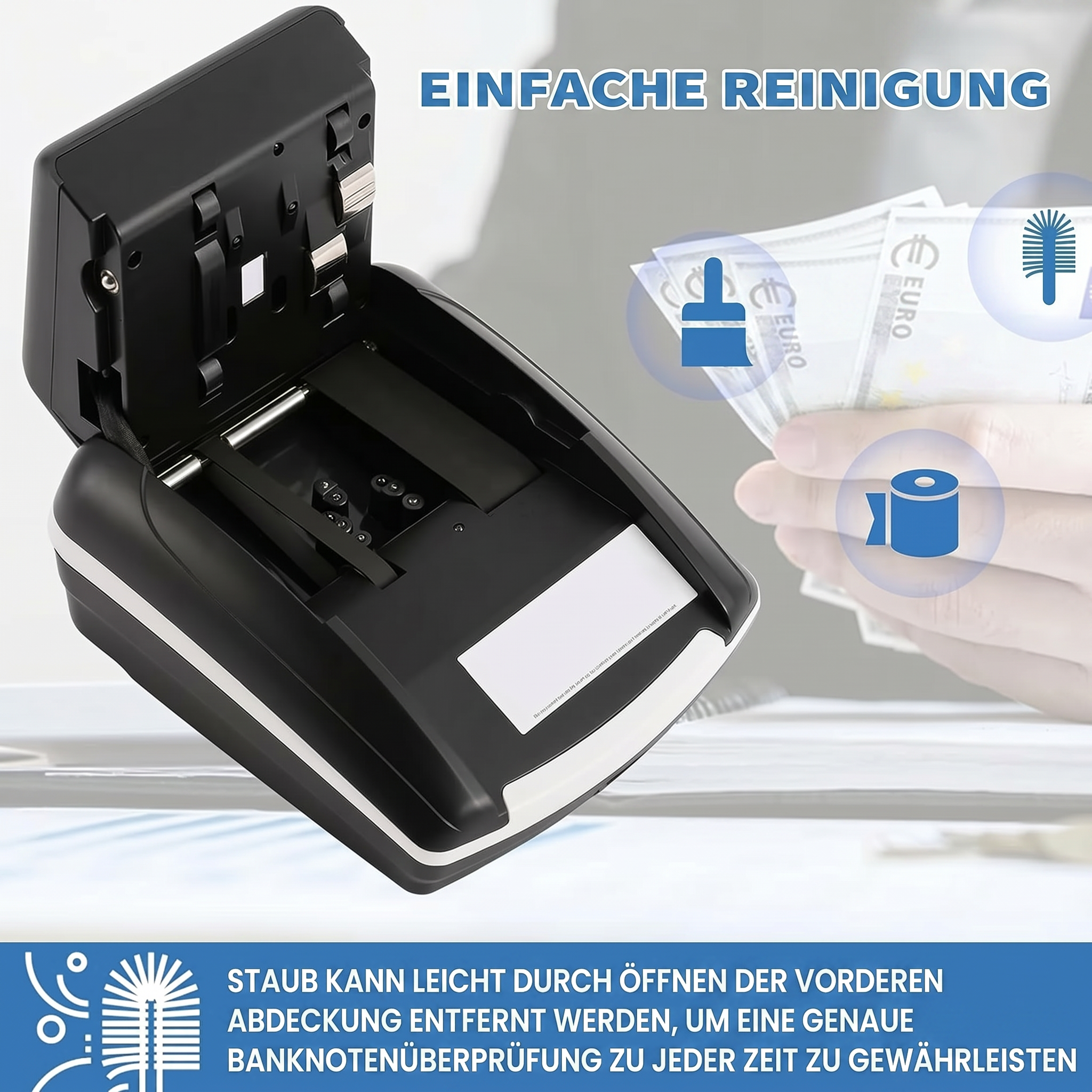 Falschgeldprüfer UV/MG/IR — mobiler Banknotenprüfer für Euro & Dollar
