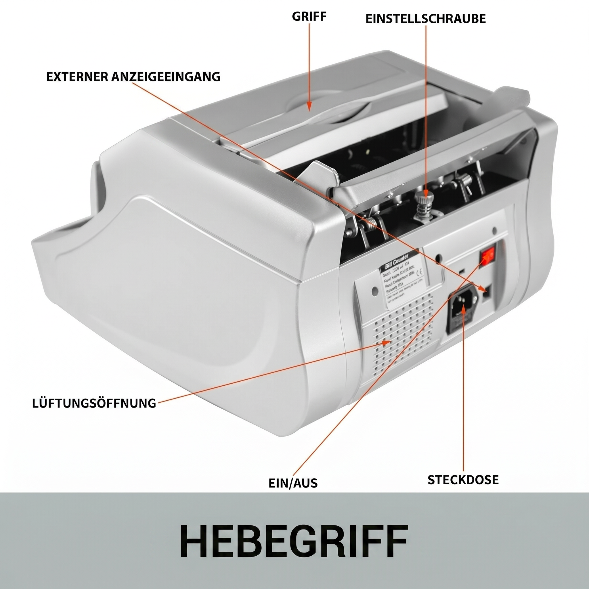 Geldzählmaschine mit Falschgelderkennung (UV/MG) — Banknotenzähler für Euro, bis 1000 Scheine/min