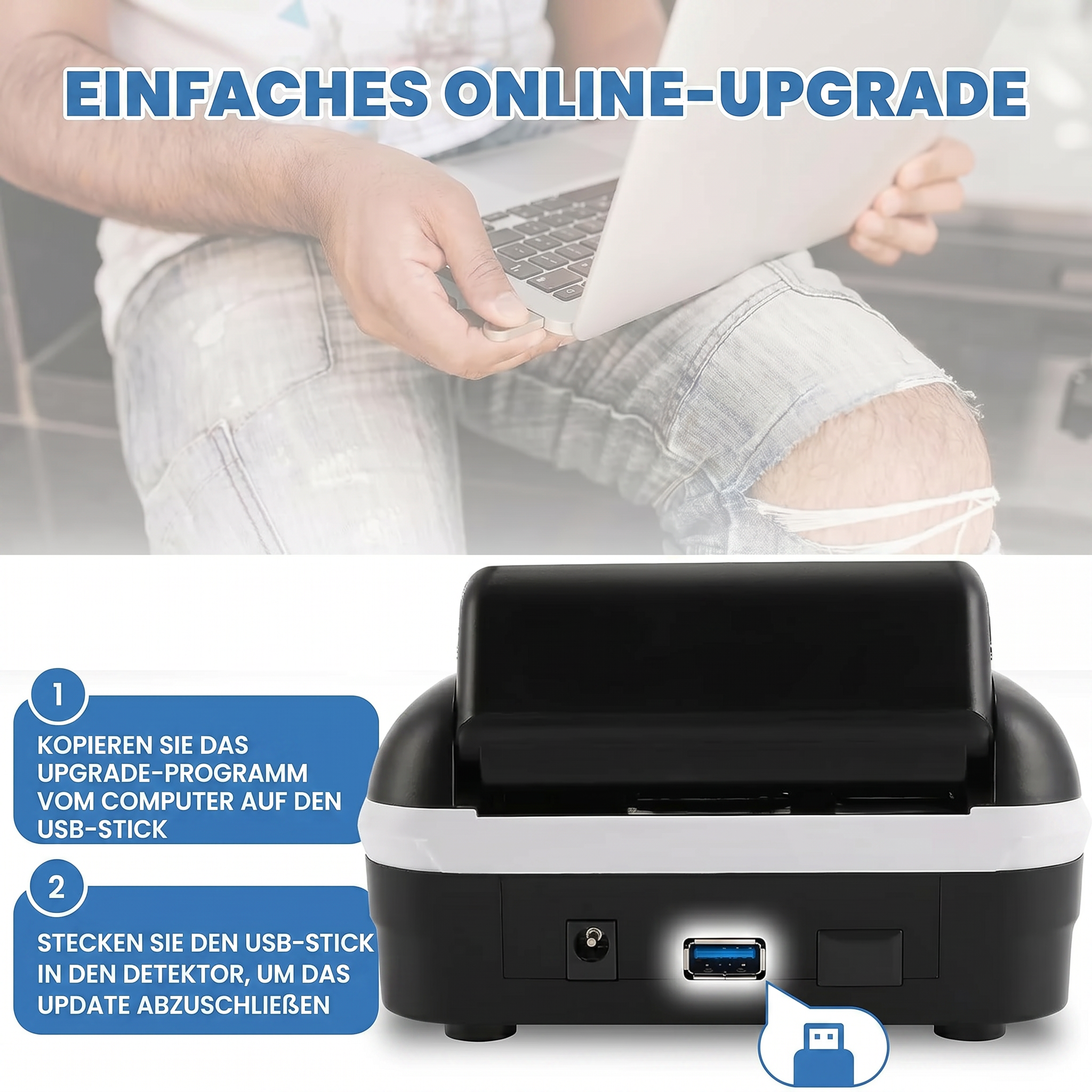 Falschgeldprüfer UV/MG/IR — mobiler Banknotenprüfer für Euro & Dollar